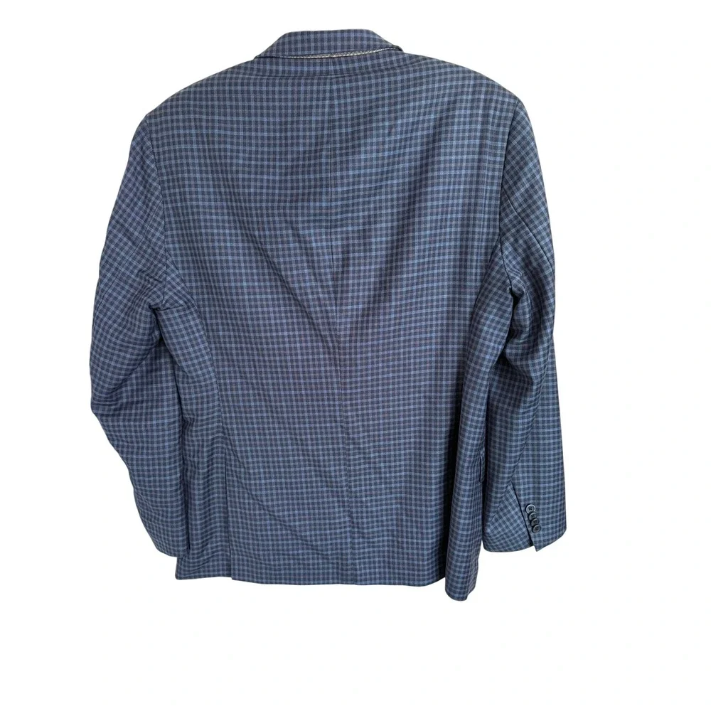Ermenegildo Zegna S. Cohen Sarno Blazer Blue Grey Wool Silk Check 42R Mens